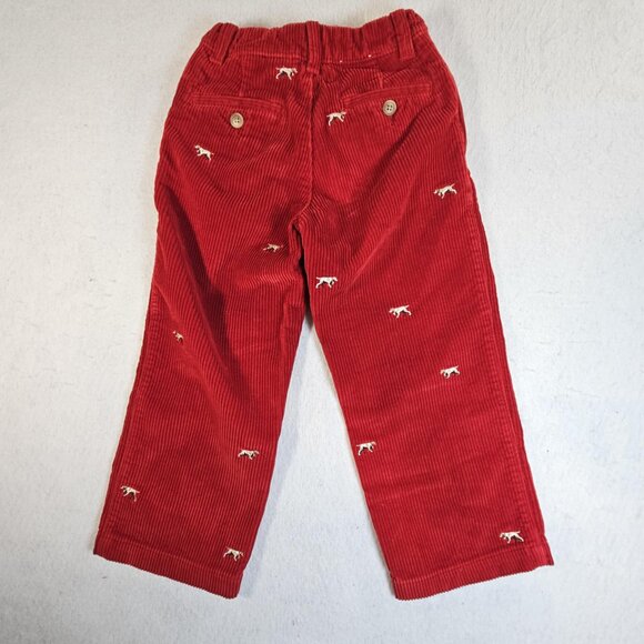 J Crew Crewcuts Red Corduroy Embroidered Hound Dog Pants Size 5 - Picture 2 of 5